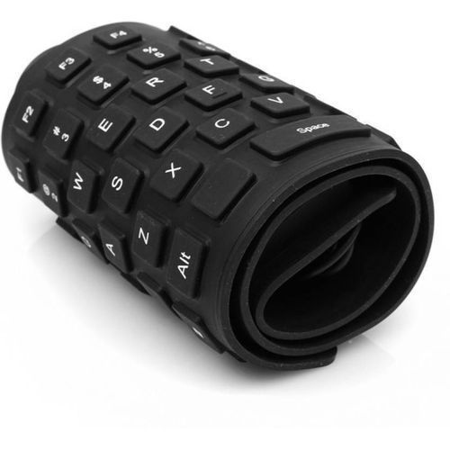 Flexible USB Silicone Gel Full-Sized Keyboard - Black