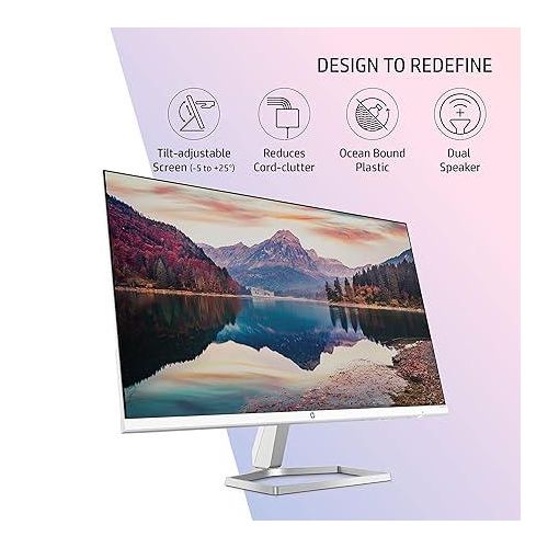 Hp M27fwa 27-Inch(68.6cm) Eye Safe Certified 1920 x 1080 Pixels Full HD IPS 3-Sided Micro-Edge LED Monitor, 75Hz, AMD FreeSync with 1xVGA, 2xHDMI 1.4 Ports, 300 nits, in-Built Speakers, Silver