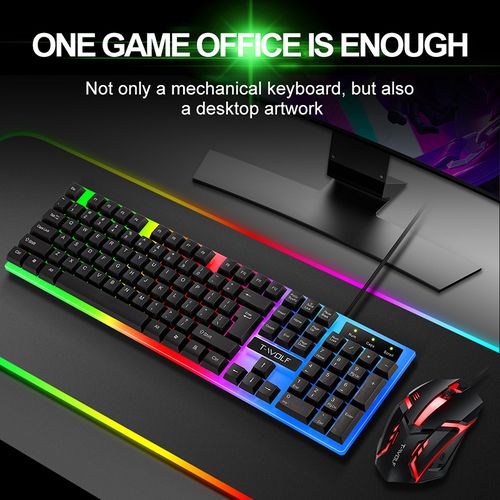 T-wolf TF230 Wired Gaming Keyboard With Background Light & Mouse