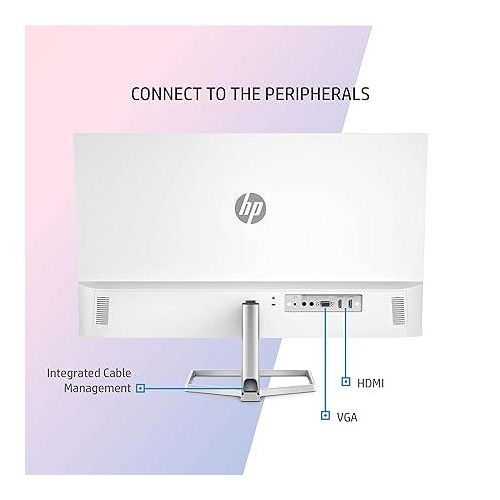 Hp M27fwa 27-Inch(68.6cm) Eye Safe Certified 1920 x 1080 Pixels Full HD IPS 3-Sided Micro-Edge LED Monitor, 75Hz, AMD FreeSync with 1xVGA, 2xHDMI 1.4 Ports, 300 nits, in-Built Speakers, Silver