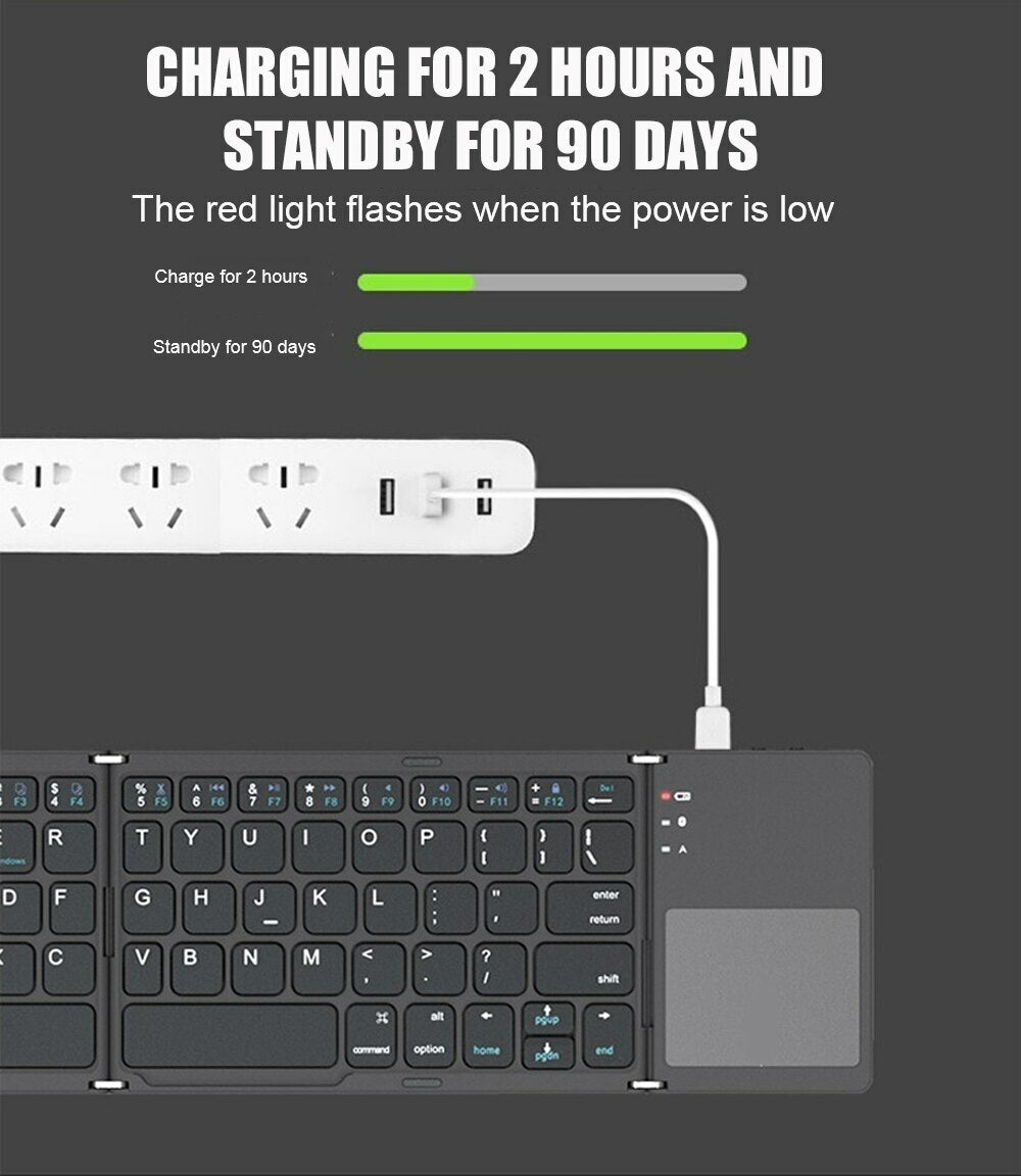 Foldable Bluetooth Keyboard with Touchpad