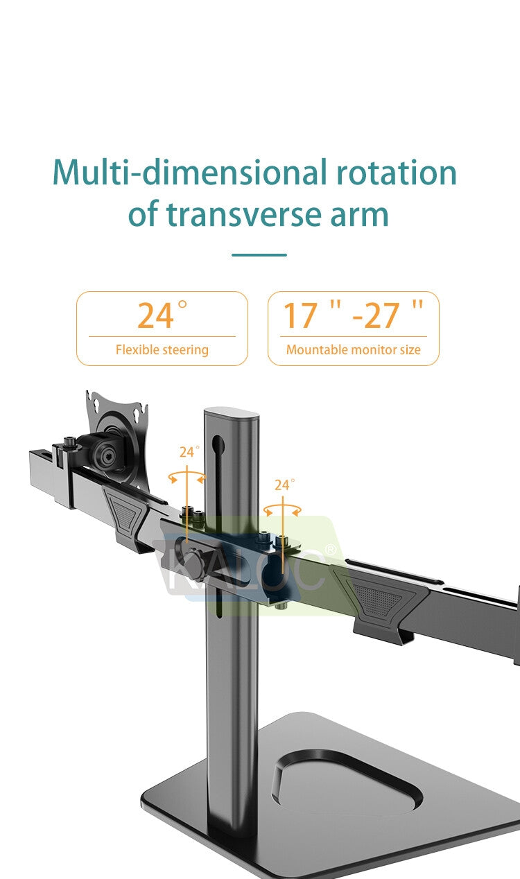 Kaloc Dual Multi Monitor Desk Mount Desktop Built Free Standing With Interactive Ergonomical Concepts - 17" to 32" Displays